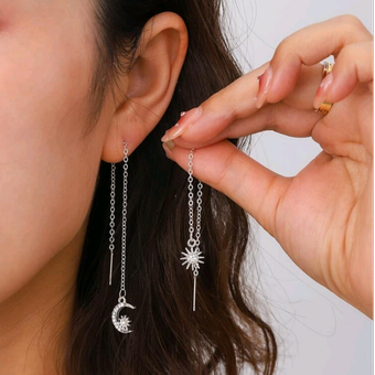 گوشواره رشته‌ای‌نازک ماه و خورشید B0039