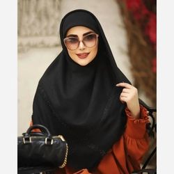 روسری مشکی زنانه مدل ساناز حاشیه لمه شیک و مجلسی