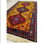 فرش دستباف سایز پادری یا پشتی (تمام پشم یلمه نقشه حوضی زمینه زرد طلایی) کد 5681