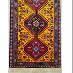 فرش دستباف سایز پادری یا پشتی (تمام پشم یلمه نقشه حوضی زمینه زرد طلایی) کد 5681