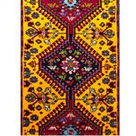 فرش دستباف سایز پادری یا پشتی (تمام پشم یلمه نقشه حوضی زمینه زرد طلایی) کد 5681