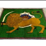 فرش دستباف سایز ذرع و نیم شیر و خورشید (تمام پشم یلمه زمینه سبز ) کد 6083