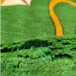 فرش دستباف سایز ذرع و نیم شیر و خورشید (تمام پشم یلمه زمینه سبز ) کد 6083