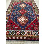 فرش دستباف سایز ذرع و چارک یک متری (تمام پشم یلمه نقشه حوضی زمینه آبی) کد 6103