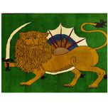 فرش دستباف سایز ذرع و نیم شیر و خورشید (تمام پشم یلمه زمینه سبز ) کد 6083