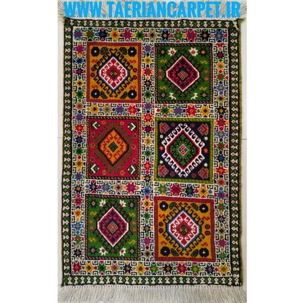 فرش دستباف سایز پادری یا پشتی (تمام پشم یلمه نقشه خشتی ) کد 6181