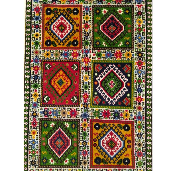 فرش دستباف سایز پادری یا پشتی (تمام پشم یلمه نقشه خشتی ) کد 6181