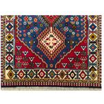 فرش دستباف سایز ذرع و چارک یک متری (تمام پشم یلمه نقشه حوضی زمینه آبی) کد 6103