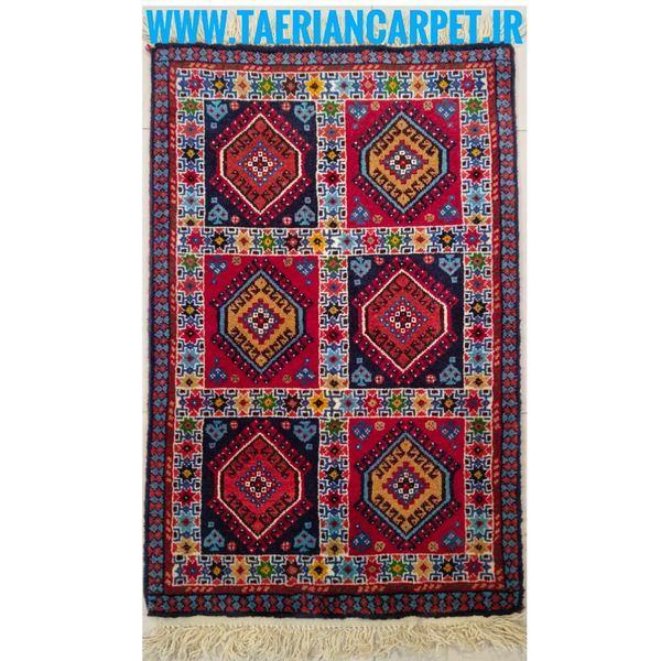 فرش دستباف سایز پادری یا پشتی نقشه خشتی (تمام پشم یلمه طرح خشتی) کد 6186