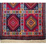 فرش دستباف سایز پادری یا پشتی نقشه خشتی (تمام پشم یلمه طرح خشتی) کد 6186