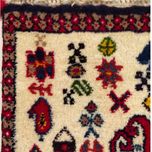 فرش دستباف زمینه کرم سایز زیر تلفنی چهل سانتیمتری (تمام پشم یلمه طرح قشقایی) کد 6237