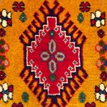 فرش دستباف زمینه زرد طلایی سایز زیرتلفنی چهل سانتیمتری (تمام پشم یلمه نقشه حوضی زمینه زرد طلایی) کد6236