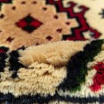 فرش دستباف زمینه کرم سایز زیر تلفنی چهل سانتیمتری (تمام پشم یلمه طرح حوضی) کد6235