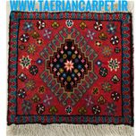 فرش دستباف زمینه مسی سایز زیرتلفنی چهل سانتیمتری (تمام پشم یلمه طرح تک حوض) کد6266