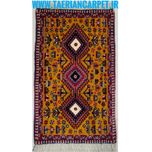 فرش دستباف سایز پادری یا پشتی زمینه زرد طلایی (تمام پشم یلمه طرح حوضی) کد 6184