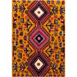 فرش دستباف سایز پادری یا پشتی زمینه زرد طلایی (تمام پشم یلمه طرح حوضی) کد 6184