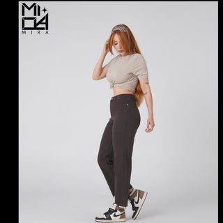 شلوار جین زنانه استریت قهوه ای قد100