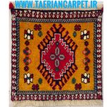 فرش دستباف زمینه زرد طلایی سایز زیرتلفنی چهل سانتیمتری (تمام پشم یلمه نقشه حوضی زمینه زرد طلایی) کد6236