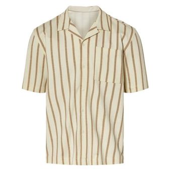 پیراهن آستین کوتاه مردانه یقه انگلیسی برند لیورجی مدل کرمی