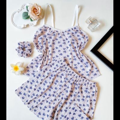 تاپ و شورتک کبریتی طرح قلبی ریز فری سایز تا 46