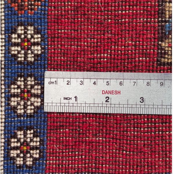 فرش دستباف سایز قالیچه زمینه لاکی خلوت (تمام پشم یلمه نقشه دور خلوت خشتی) کد6279