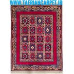 فرش دستباف سایز قالیچه زمینه لاکی خلوت (تمام پشم یلمه نقشه دور خلوت خشتی) کد6279