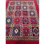 فرش دستباف سایز قالیچه زمینه لاکی خلوت (تمام پشم یلمه نقشه دور خلوت خشتی) کد6279