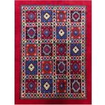 فرش دستباف سایز قالیچه زمینه لاکی خلوت (تمام پشم یلمه نقشه دور خلوت خشتی) کد6279