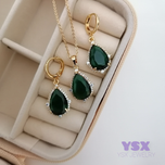 نیمست جواهری زمردی اشکی از برند YSX
