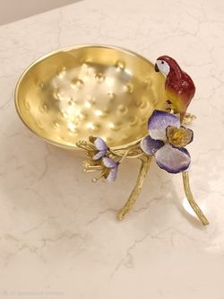 پیاله برنجی طوطی ارکیده مدل 2