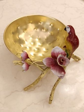 پیاله برنجی طوطی مدل ارکیده