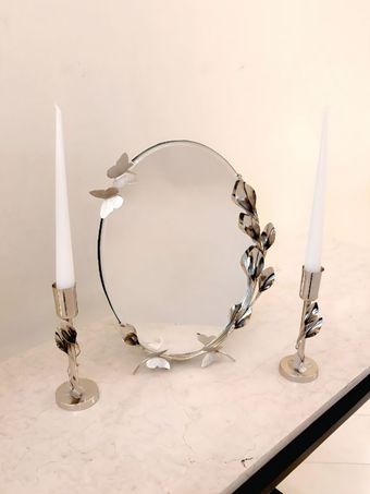 آینه و شمعدان برنجی | مدل شیپوری کوچک