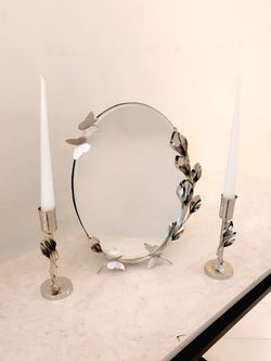 آینه و شمعدان برنجی | مدل شیپوری کوچک