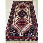 فرش دستباف سایز پادری یا پشتی زمینه کرم (تمام پشم یلمه طرح حوضی ) کد6191