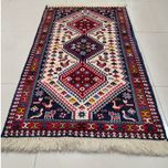 فرش دستباف سایز پادری یا پشتی زمینه کرم (تمام پشم یلمه طرح حوضی ) کد6191