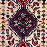 فرش دستباف سایز پادری یا پشتی زمینه کرم (تمام پشم یلمه طرح حوضی ) کد6191