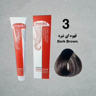 رنگ مو مدیا سری طبیعی شماره 3 حجم 100 میلی لیتر رنگ قهوه ای تیره