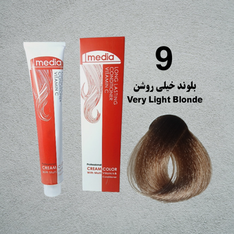 رنگ مو مدیا سری طبیعی شماره 9 حجم 100 میلی لیتر رنگ بلوند خیلی روشن