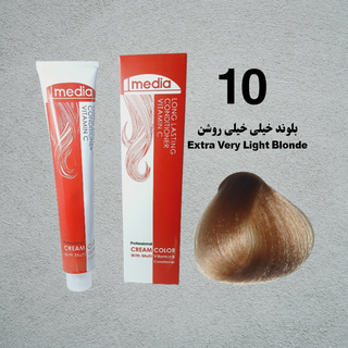 رنگ مو مدیا سری طبیعی شماره 10 حجم 100 میلی لیتر رنگ بلوند خیلی خیلی روشن