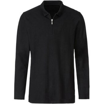 پولوشرت آستین بلند نیم زیپ نخی مردانه برند لیورجی مدل مشکی 4058143003255