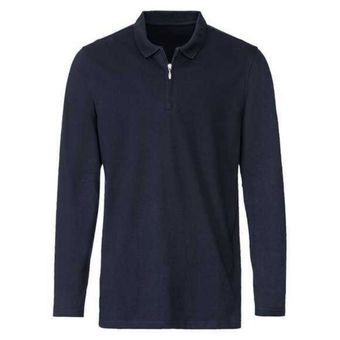 پولوشرت آستین بلند نیم زیپ نخی مردانه برند لیورجی مدل سرمه ای 4058143003293