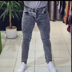 شلوار راسته طوسی فول کش پارچه پنبه سنگشور