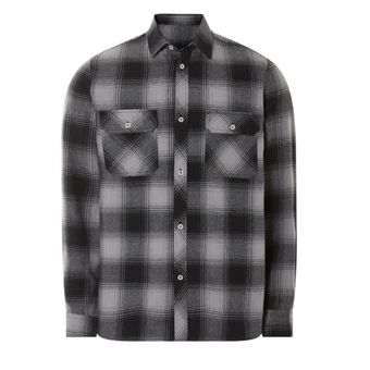 پیراهن آستین بلند فلانل مردانه لیورجی مدل چهارخانه مشکی خاکستری
