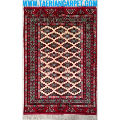 فرش دستباف سایز قالیچه (تمام پشم نقشه گل ترکمنی) کد 6212