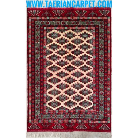 فرش دستباف سایز قالیچه (تمام پشم نقشه گل ترکمنی) کد 6212