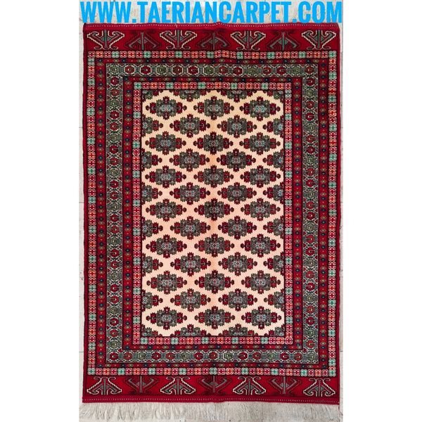 فرش دستباف سایز قالیچه (تمام پشم نقشه گل ترکمنی) کد 6212