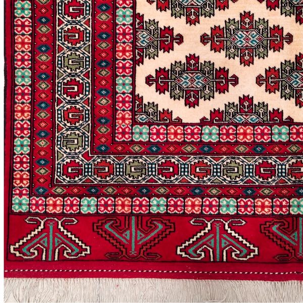 فرش دستباف سایز قالیچه (تمام پشم نقشه گل ترکمنی) کد 6212