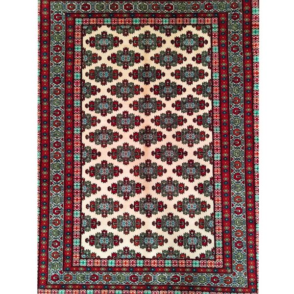 فرش دستباف سایز قالیچه (تمام پشم نقشه گل ترکمنی) کد 6212