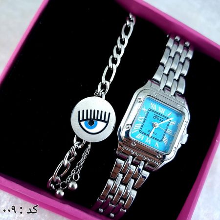 ساعت و دستبند زنانه فلزی کد 009