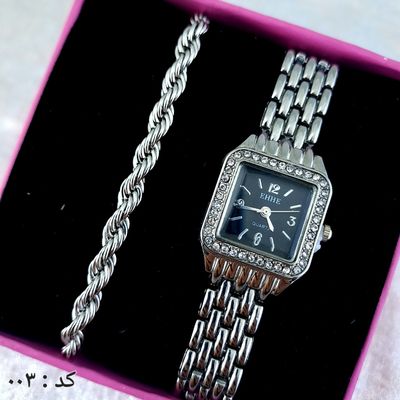 ساعت و دستبند زنانه فلزی کد 003